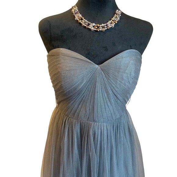 Jenny Yoo Fairycore Balletcore Whimsygoth Tulle Gray Strapless Mini Dress Size 4 - Picture 2 of 7